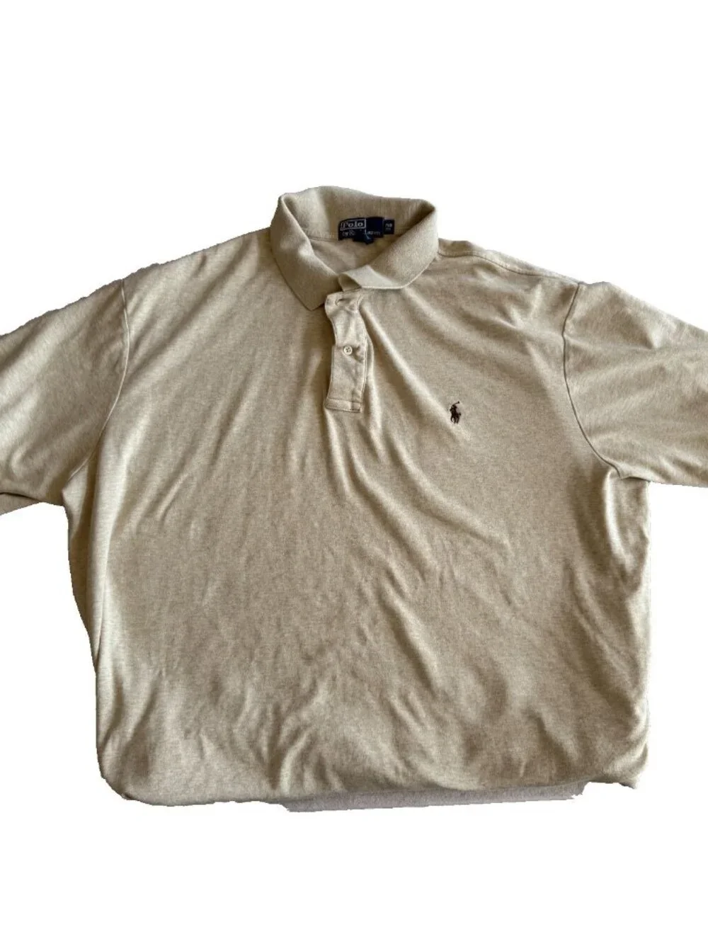 Polo Ralph Lauren Shirt Mens 2XL Cream Cotton Short Sleeves Tan Pony - Picture 4 of 5